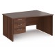 Maestro Panel End Wave Desk with Three Drawer Pedestal